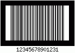 Barcode ITF-14, encode digits 1234567890123, checksum 1